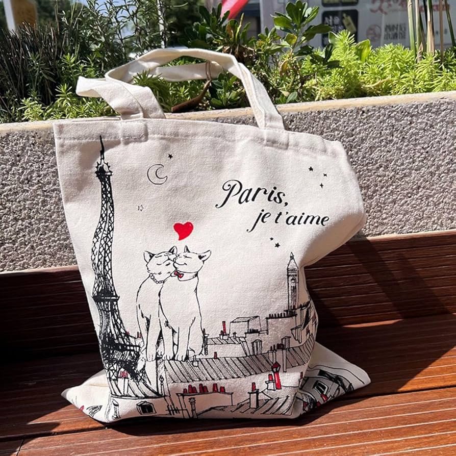 (手づくり)\"沢山の好きを\"パリエッフェル塔カフェアップリケねこトートバッグ 手づくり) 沢山の好きを パリエッフェル塔カフェアップリケねこ